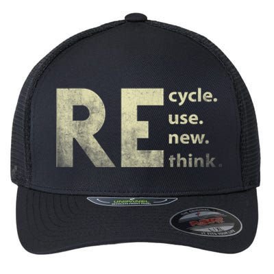 Recycle Reuse Renew Rethink Earth Day Flexfit Unipanel Trucker Cap