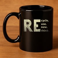 Recycle Reuse Renew Rethink Earth Day 11oz C Handle Ceramic Mug
