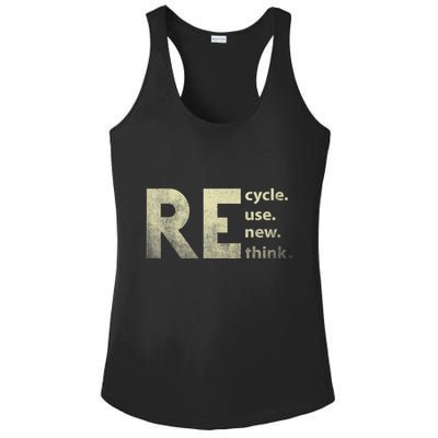 Recycle Reuse Renew Rethink Earth Day Ladies PosiCharge Competitor Racerback Tank