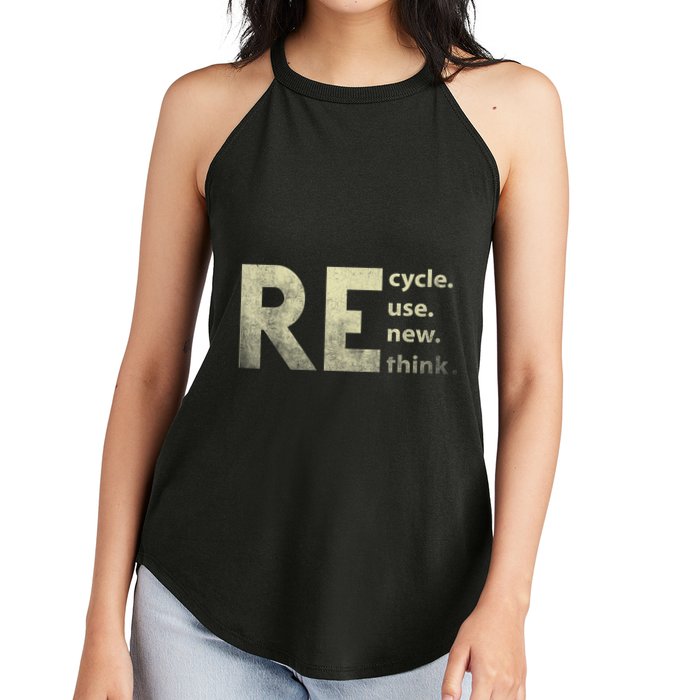 Recycle Reuse Renew Rethink Earth Day Women's Perfect Tri Rocker Tank