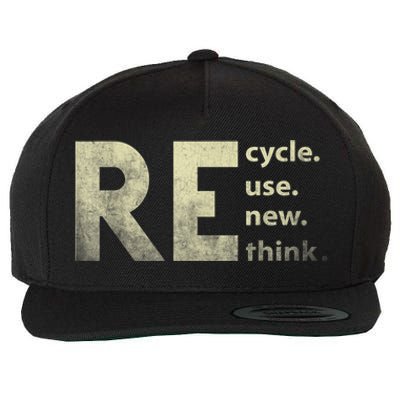 Recycle Reuse Renew Rethink Earth Day Wool Snapback Cap