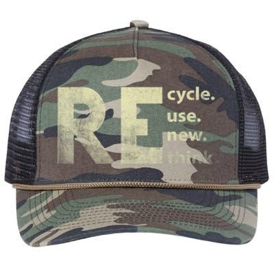 Recycle Reuse Renew Rethink Earth Day Retro Rope Trucker Hat Cap