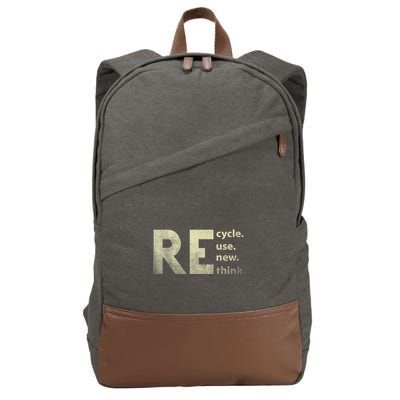 Recycle Reuse Renew Rethink Earth Day Cotton Canvas Backpack