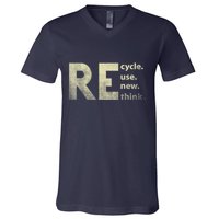 Recycle Reuse Renew Rethink Earth Day V-Neck T-Shirt
