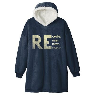 Recycle Reuse Renew Rethink Earth Day Hooded Wearable Blanket