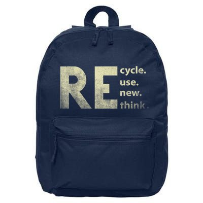 Recycle Reuse Renew Rethink Earth Day 16 in Basic Backpack