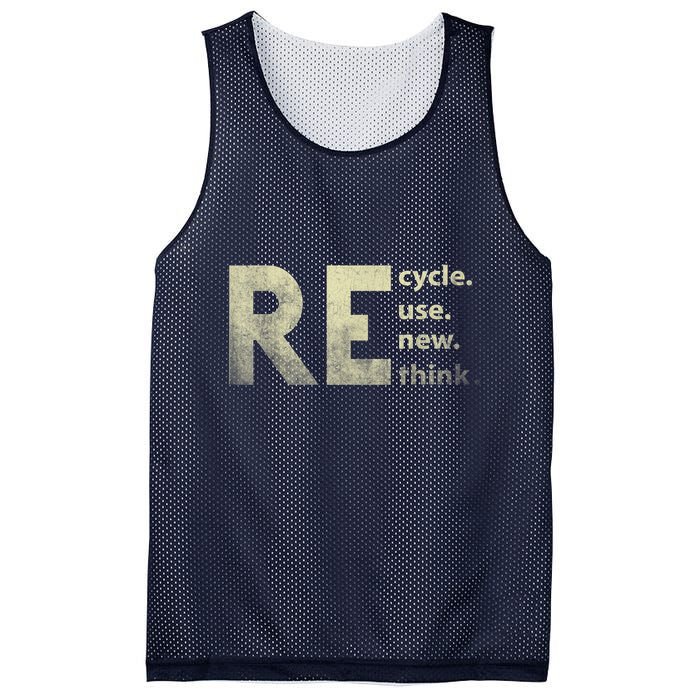 Recycle Reuse Renew Rethink Earth Day Mesh Reversible Basketball Jersey Tank