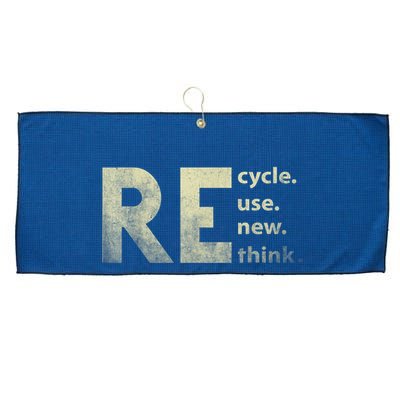 Recycle Reuse Renew Rethink Earth Day Large Microfiber Waffle Golf Towel