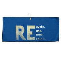 Recycle Reuse Renew Rethink Earth Day Large Microfiber Waffle Golf Towel