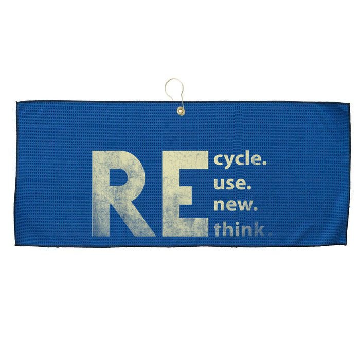 Recycle Reuse Renew Rethink Earth Day Large Microfiber Waffle Golf Towel