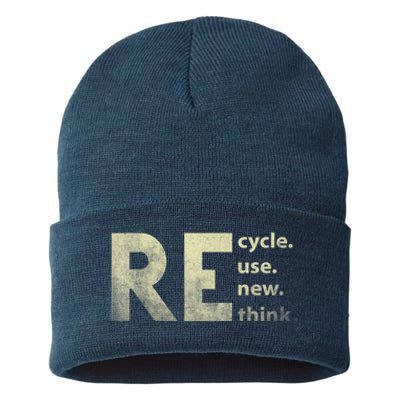 Recycle Reuse Renew Rethink Earth Day Sustainable Knit Beanie