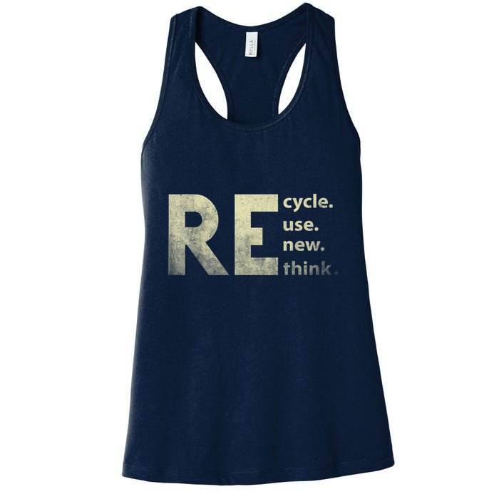 Recycle Reuse Renew Rethink Earth Day Womens Tank Top