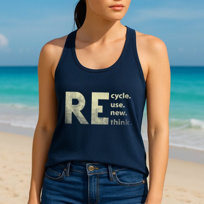 Recycle Reuse Renew Rethink Earth Day Womens Tank Top