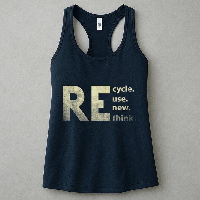 Recycle Reuse Renew Rethink Earth Day Womens Tank Top