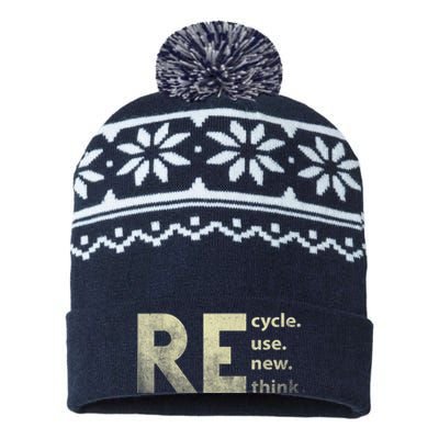 Recycle Reuse Renew Rethink Earth Day USA-Made Snowflake Beanie