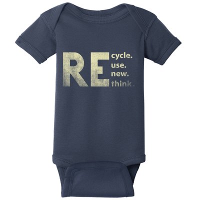 Recycle Reuse Renew Rethink Earth Day Baby Bodysuit