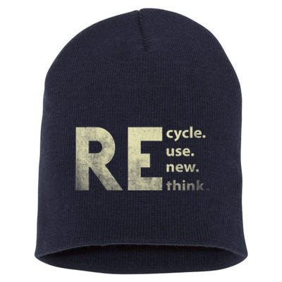 Recycle Reuse Renew Rethink Earth Day Short Acrylic Beanie