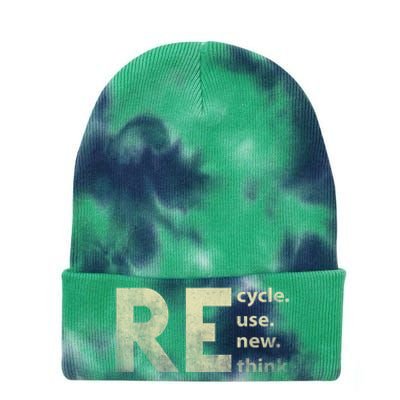 Recycle Reuse Renew Rethink Earth Day Tie Dye 12in Knit Beanie