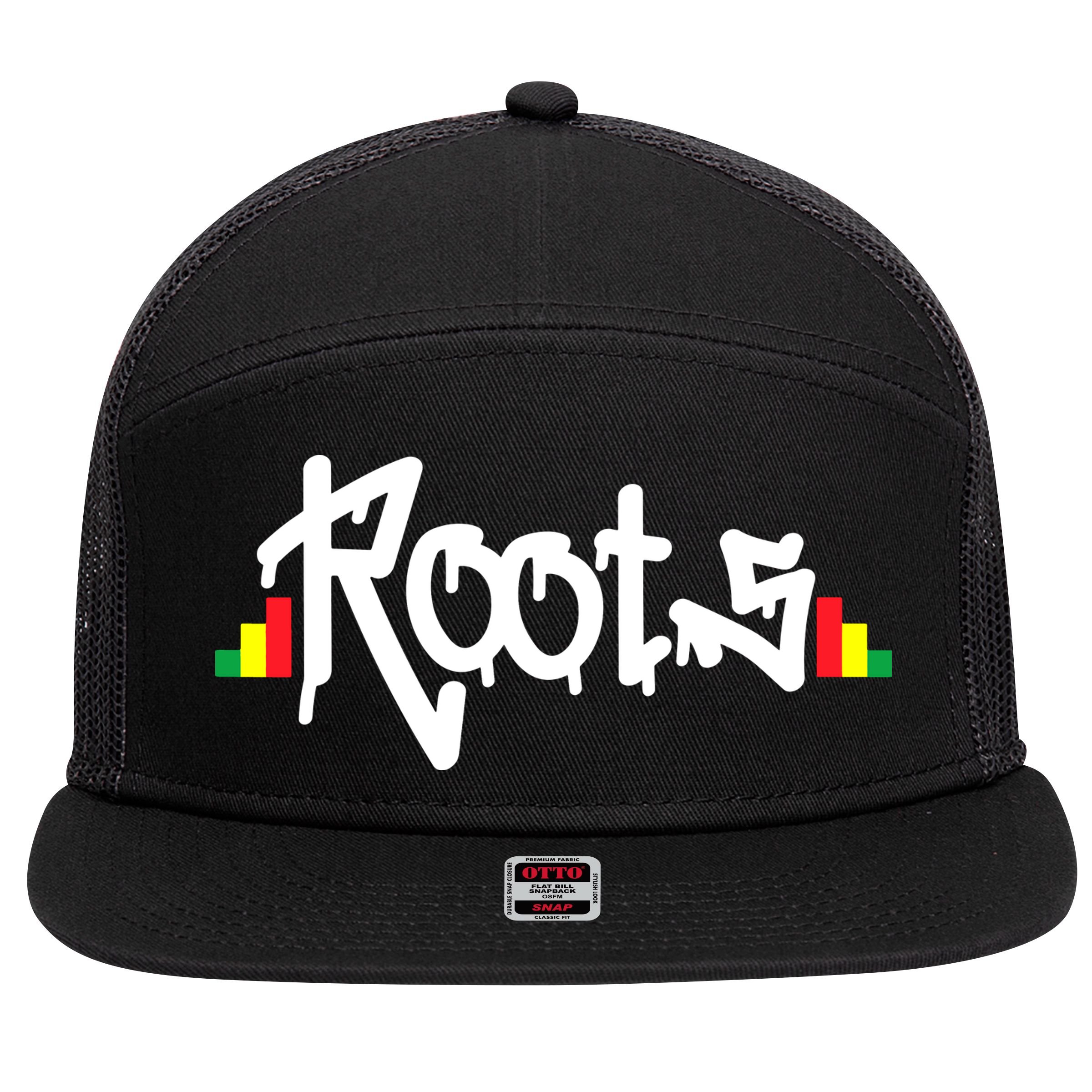 Reggae Roots Rasta Rastafari Grafitti Hip Hop Dub DnB Jungle 7 Panel Mesh Trucker Snapback Hat