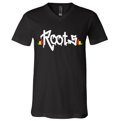 Reggae Roots Rasta Rastafari Grafitti Hip Hop Dub DnB Jungle V-Neck T-Shirt