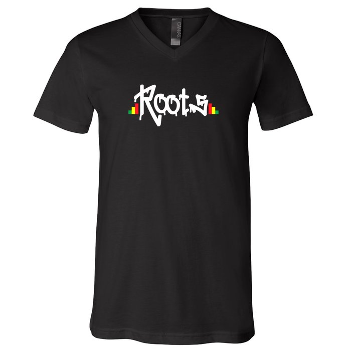 Reggae Roots Rasta Rastafari Grafitti Hip Hop Dub DnB Jungle V-Neck T-Shirt