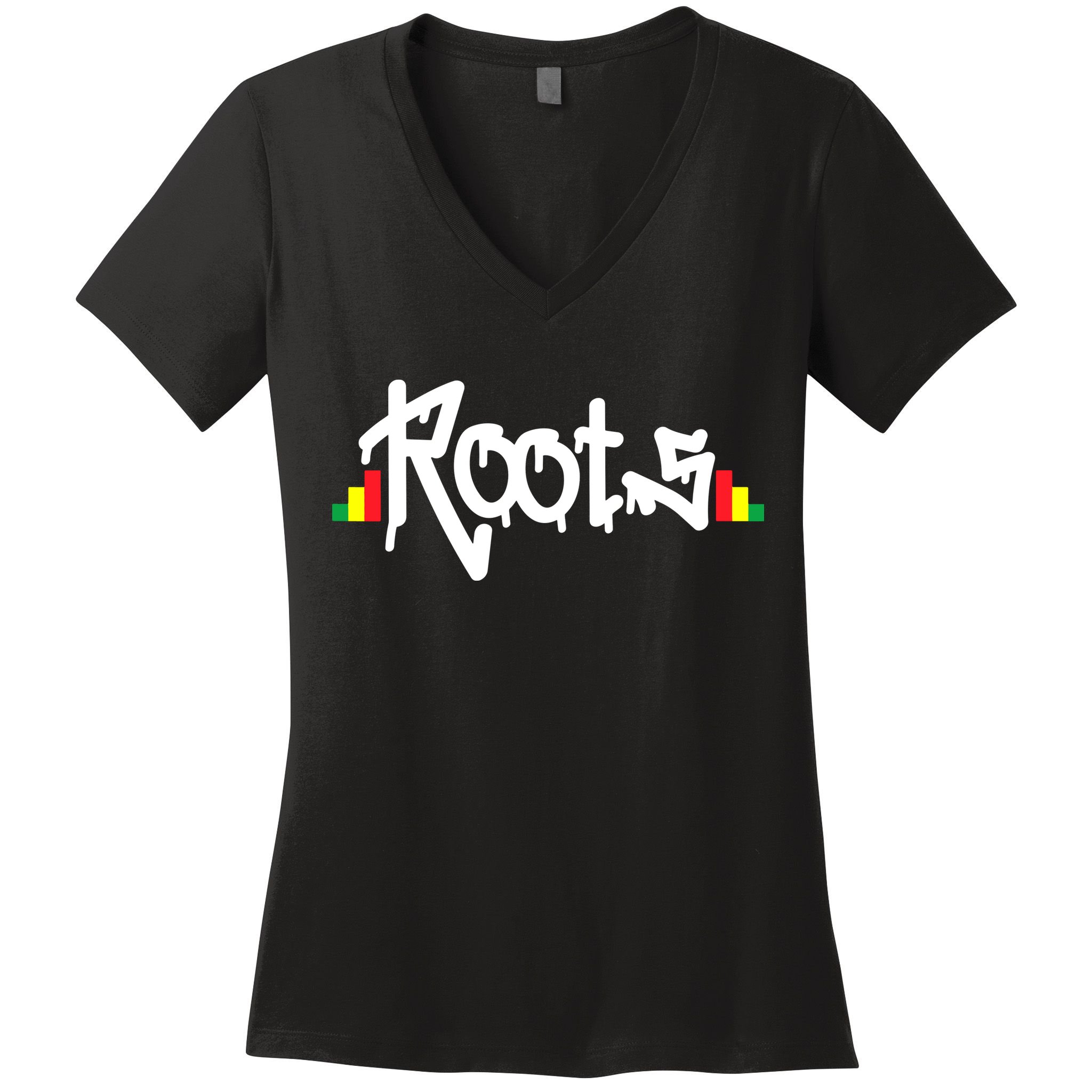 Reggae Roots Rasta Rastafari Grafitti Hip Hop Dub DnB Jungle Women's V-Neck T-Shirt