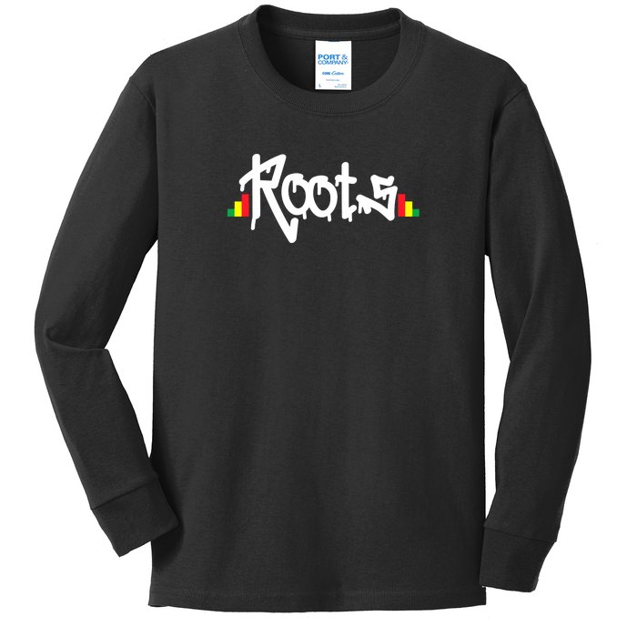 Reggae Roots Rasta Rastafari Grafitti Hip Hop Dub DnB Jungle Kids Long Sleeve Shirt