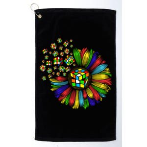 Rubik Rubix Rubics Player Cube Sunflower Color Math Lovers Cool Gift Platinum Collection Golf Towel