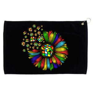 Rubik Rubix Rubics Player Cube Sunflower Color Math Lovers Cool Gift Grommeted Golf Towel