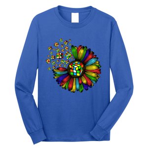 Rubik Rubix Rubics Player Cube Sunflower Color Math Lovers Cool Gift Long Sleeve Shirt