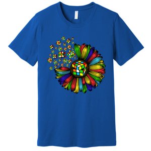 Rubik Rubix Rubics Player Cube Sunflower Color Math Lovers Cool Gift Premium T-Shirt