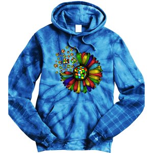 Rubik Rubix Rubics Player Cube Sunflower Color Math Lovers Cool Gift Tie Dye Hoodie