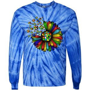 Rubik Rubix Rubics Player Cube Sunflower Color Math Lovers Cool Gift Tie-Dye Long Sleeve Shirt