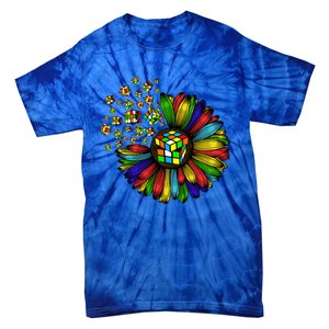 Rubik Rubix Rubics Player Cube Sunflower Color Math Lovers Cool Gift Tie-Dye T-Shirt