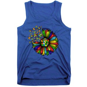 Rubik Rubix Rubics Player Cube Sunflower Color Math Lovers Cool Gift Tank Top