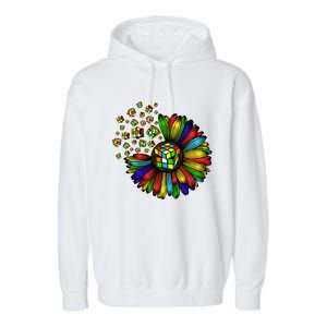 Rubik Rubix Rubics Player Cube Sunflower Color Math Lovers Cool Gift Garment-Dyed Fleece Hoodie