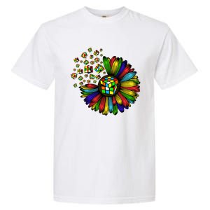 Rubik Rubix Rubics Player Cube Sunflower Color Math Lovers Cool Gift Garment-Dyed Heavyweight T-Shirt