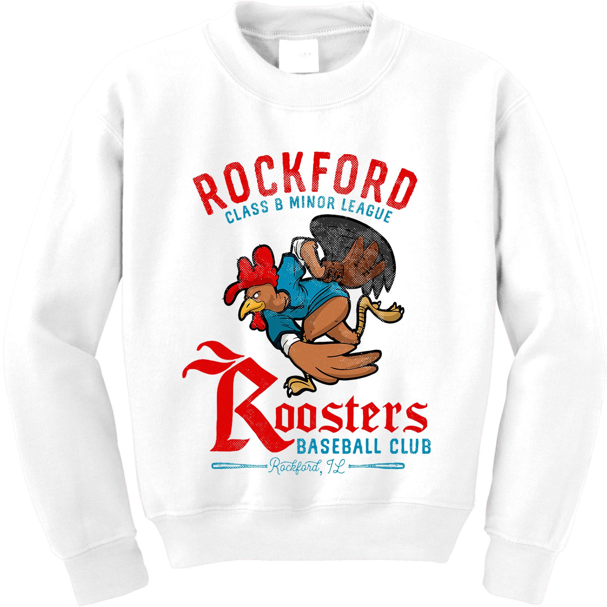 Rockford Roosters Retro Minor League Baseball Kids Sweatshirt
