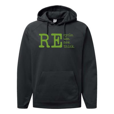 Recycle Reuse Renew Rethink Earth Day Environmental Activism Performance Fleece Hoodie