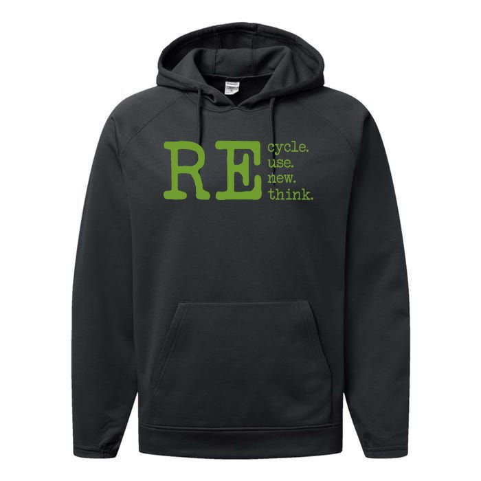 Recycle Reuse Renew Rethink Earth Day Environmental Activism Performance Fleece Hoodie