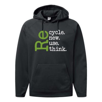 Recycle Reuse Renew Rethink Earth Day Environmental Activism Performance Fleece Hoodie