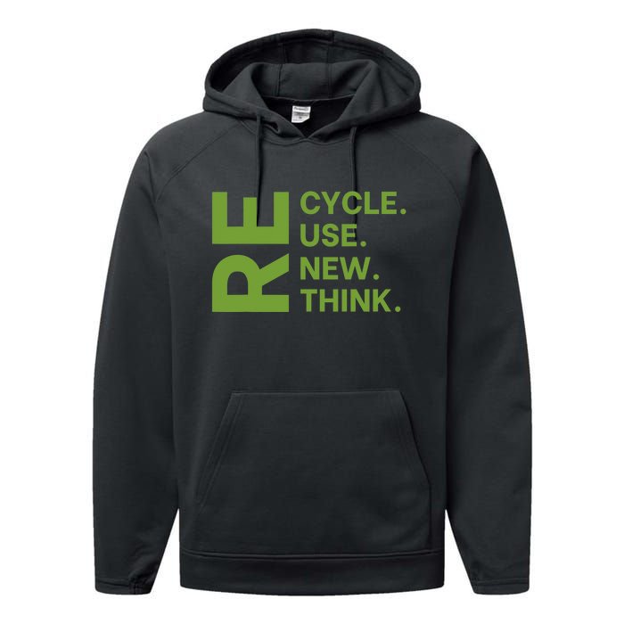 Recycle Reuse Renew Rethink Earth Day Environmental Activism Performance Fleece Hoodie