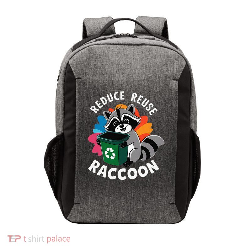 Reduce Reuse Raccoon Funny Earth Day Environmental Vector Backpack