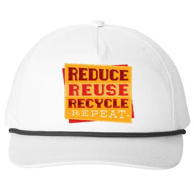 Reduce Reuse Recycle Repeat Recycling Awareness Gift Snapback Five-Panel Rope Hat