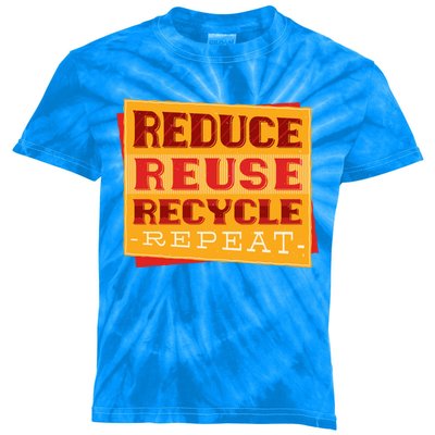 Reduce Reuse Recycle Repeat Recycling Awareness Gift Kids Tie-Dye T-Shirt