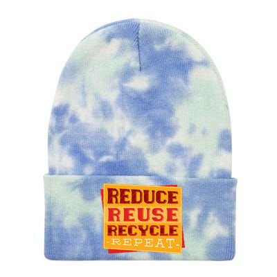 Reduce Reuse Recycle Repeat Recycling Awareness Gift Tie Dye 12in Knit Beanie