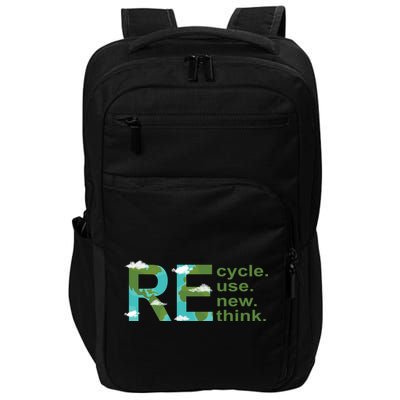 Recycle Reuse Renew Rethink Earth Day Impact Tech Backpack