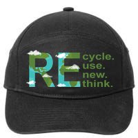 Recycle Reuse Renew Rethink Earth Day 7-Panel Snapback Hat