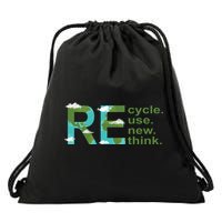 Recycle Reuse Renew Rethink Earth Day Drawstring Bag