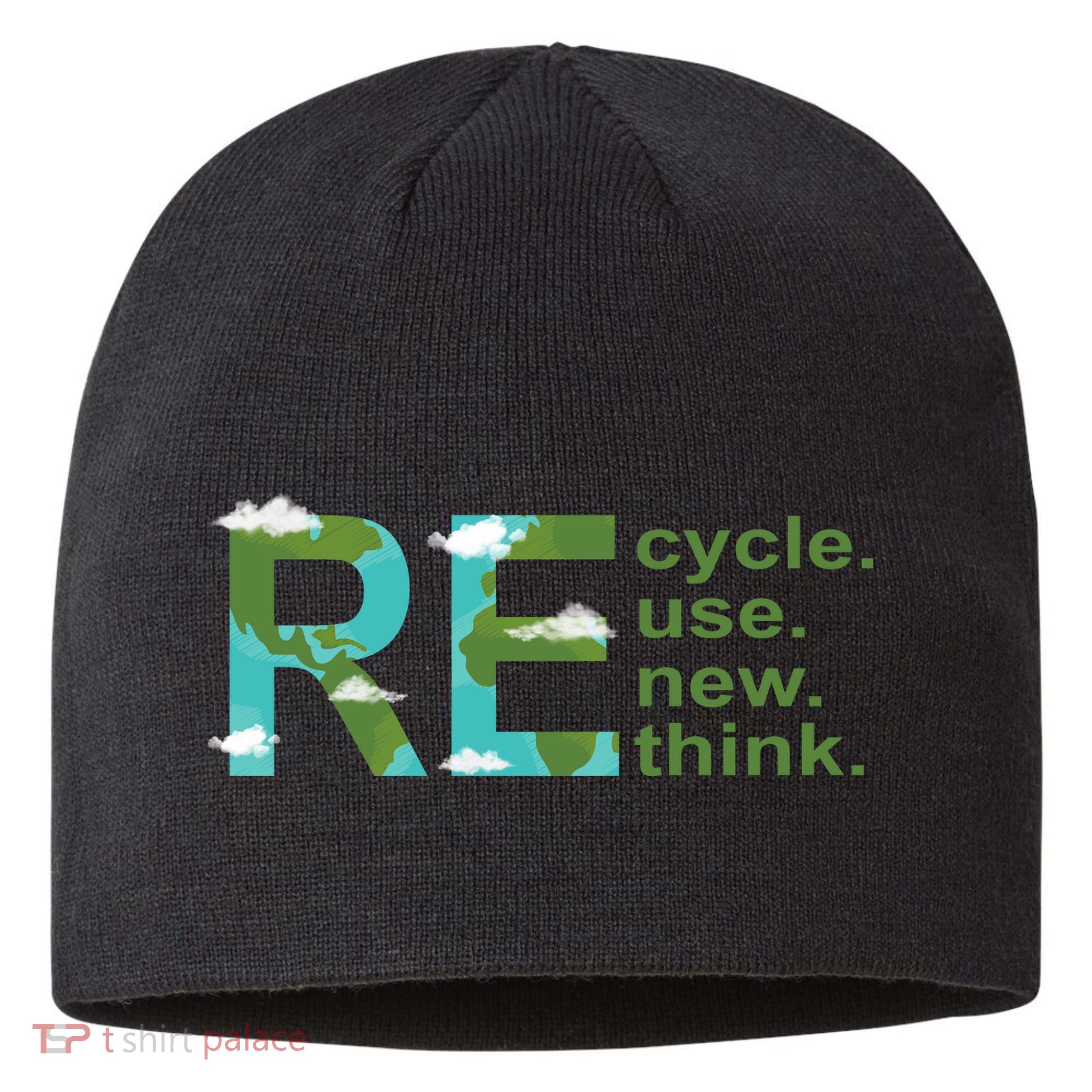 Recycle Reuse Renew Rethink Earth Day Sustainable Beanie